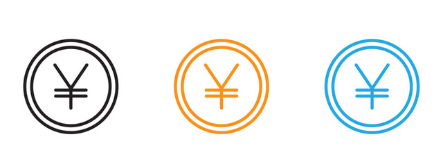 Poster - Yen Icon Thin line illustration set
