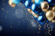 © HecoPhoto - Blue and Gold Balloons with Confetti and Ribbons