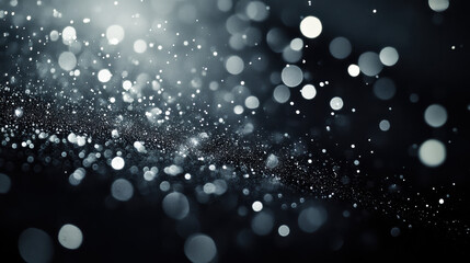 Poster - Abstract black and white bokeh background with glowing particles, perfect for festive, seasonal, or elegant themed designs and overlays.