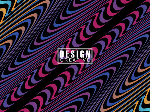 Background Futuristic abstract technology shining rainbow light lines on black background modern wave lines pattern. Vector minimal line background with text for social media covers, headers, etc.
