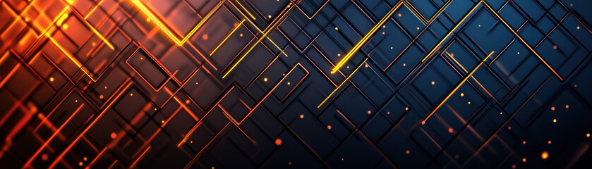 Poster - Dynamic abstract background with intersecting orange and blue lines, glowing and creating a futuristic, high-tech pattern.