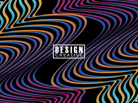 Background Futuristic abstract technology shining rainbow light lines on black background modern wave lines pattern. Vector minimal line background with text for social media covers, headers, etc.
