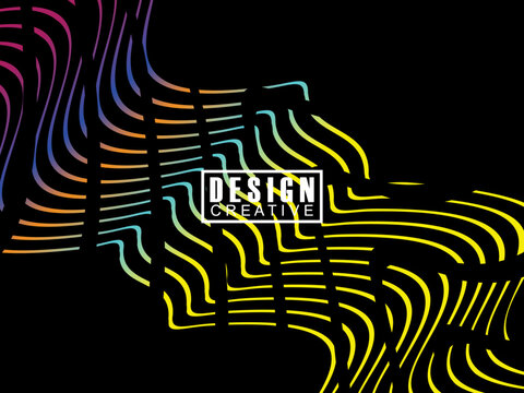 Background Futuristic abstract technology shining rainbow light lines on black background modern wave lines pattern. Vector minimal line background with text for social media covers, headers, etc.