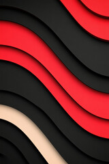 Poster - Modern abstract background with layered red, black, and beige waves. Elegant, dynamic design ideal for various creative projects and contemporary themes.