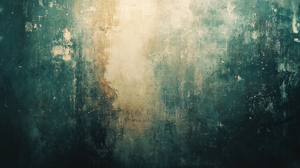 Poster - Grunge textured abstract background with gradient from dark teal to light beige, perfect for artistic or vintage projects.