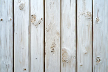 Poster - Close-up of white wooden planks with natural grain and knots. Smooth, clean, and bright, perfect for backgrounds, textures, or construction materials.