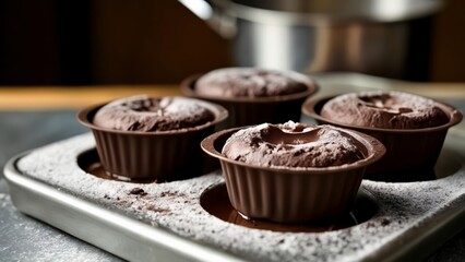  Deliciously decadent chocolate cupcakes cooling on a rack