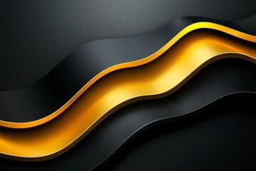 Wall Mural - Abstract Black and Gold Wavy Background