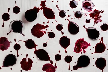 Wall Mural - Maroon Wine Stains Collection on White Background