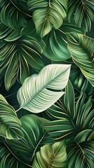 Wall Mural - Tropical leaf Wallpaper, Luxury nature leaves pattern design