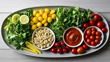 Wall Mural -  Fresh and vibrant salad with a variety of ingredients and dressings