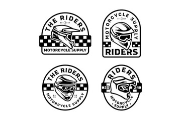 riders helmet full face with goggles logo design collection for extreme sport and adventure. racing 