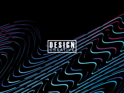 Background Futuristic abstract technology shining rainbow light lines on black background modern wave lines pattern. Vector minimal line background with text for social media covers, headers, etc.