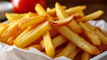 Wall Mural -  Crispy golden fries ready to be savored