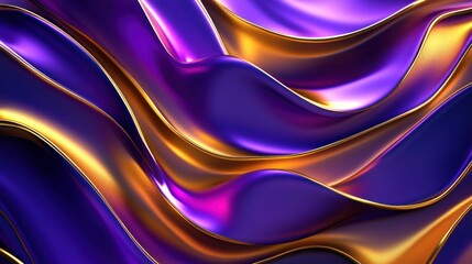 Poster - abstract purple and gold wavy background.