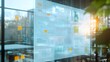 © sungedi - Abstract Data Visualization on a Glass Wall in a Modern Office