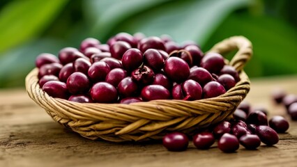  Bountiful harvest of vibrant red berries in a woven basket