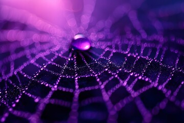 Purple Dewdrops on a Spider Web with Bokeh