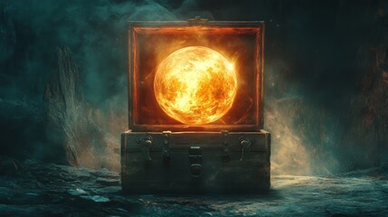 Wall Mural - a glowing orb inside a chest, symbolizing the light of hope amidst mental darkness.