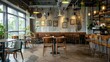 © Mas - Cozy cafe interior with wooden floor AI generated image