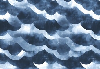 Sticker - Abstract Watercolor Blue Waves Pattern