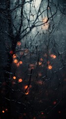 A spider web with raindrops.