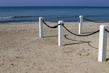 fence fencing on the shore of the Mediterranean Sea.