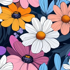 Wall Mural - Colorful Floral Pattern