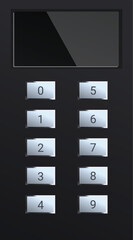 Poster - Black security keypad is showing a blank screen for adding your own message