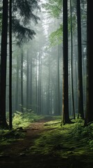 Wall Mural - Misty forest path