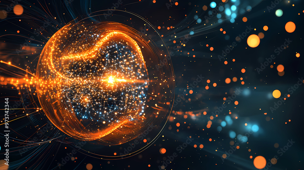 An abstract concept visualizing quantum computer technology with a ...