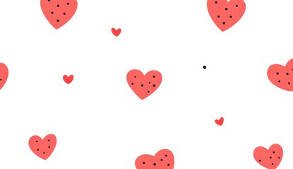 Sticker - Red Hearts with Black Dots on White Background