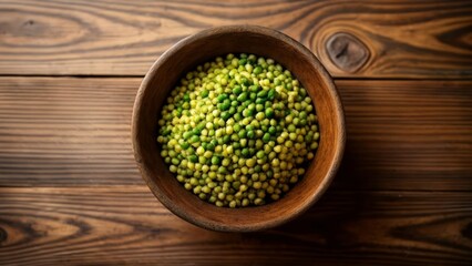 Wall Mural -  Freshly harvested peas in a wooden bowl