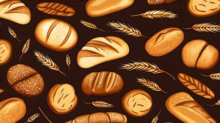 Sticker - Fresh Bread and Wheat Spikes Pattern