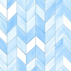 Wall Mural - Watercolor Blue and White Chevron Pattern