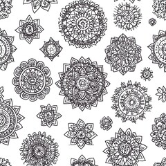 Wall Mural - Black and white mandala pattern