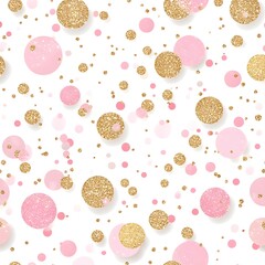 Poster - Gold and Pink Glitter Confetti Background