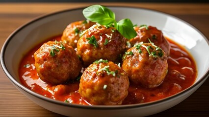  Delicious meatballs in a rich tomato sauce ready to be savored