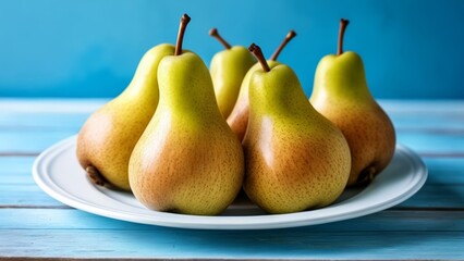 Wall Mural -  Fresh pears on a plate ready to be enjoyed