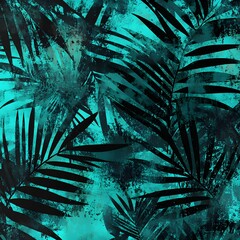 Wall Mural - Tropical Palm Leaves Watercolor Abstract Background