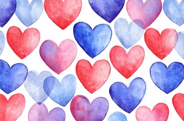 Canvas Print - Watercolor Hearts Seamless Pattern