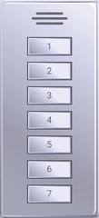 Poster - Sleek and modern elevator control panel featuring seven illuminated buttons for selecting floors