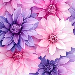 Wall Mural - Pink and Purple Watercolor Dahlias