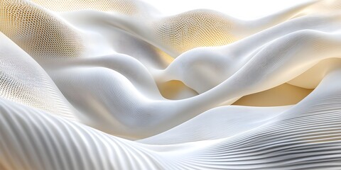 Wall Mural - Abstract White and Gold Wavy Pattern