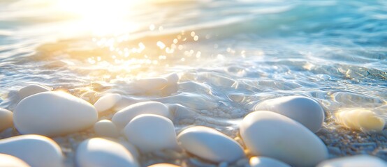 Canvas Print - White Stones in Clear Blue Water