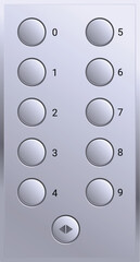 Poster - Elevator control panel made of brushed metal, featuring illuminated buttons with braille and numbers for selecting floors