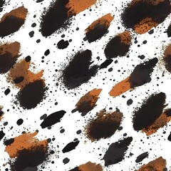 Poster - Abstract Black and Brown Watercolor Splashes Seamless Pattern