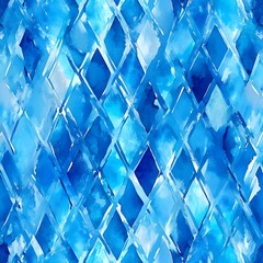 Sticker - Abstract Watercolor Blue Diamond Pattern