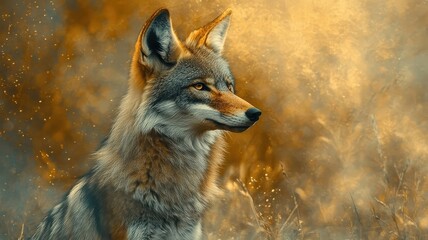  Surreal vision of a coyote in a dreamlike world, blending fantasy elements with reality.