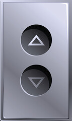 Poster - Silver elevator button panel with up and down arrow buttons for selecting floor direction
